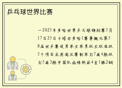 乒乓球世界比赛